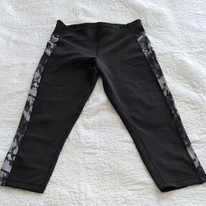 adidas Black Leggings with Patterned Gray Stripes